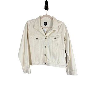 Gap Denim Jacket L White Western Boho Hippie Neutral Minimalist Classic Chic 80s